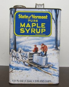 lot 21 image: Vintage Vermont MAPLE SYRUP Advertising Can wGreat Graphics