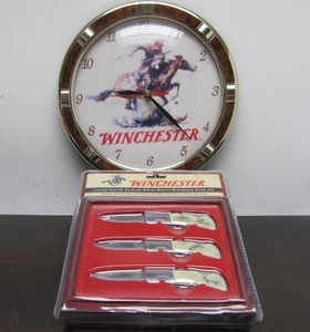 lot 34 image: WINCHESTER Wall Clock & New Knife Set