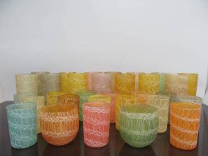 lot 211 image: Great Lot of Mid Century Spaghetti String Glasses Tumblers