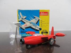 lot 212 image: Working Vintage SCHUCO Windup Metal Toy Airplane wOriginal Box & Key