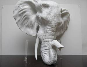 lot 110 image: Large White Elephant Head Wall Mount Resin Sculpture 18