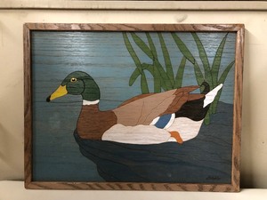 lot 187 image: Very Nice Carved Painted & Framed Mallard Duck Artwork - Signed Dibble