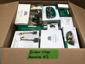 lot 204 image: LARGE Lot of Mint in Box Dickens Christmas Village Accessories #3