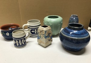 lot 155 image: Estate Lot of Artisan Handmade & Signed Studio Art Pottery 