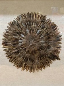 lot 282 image: Very Nice Shadowbox Framed Round Genuine Feather Artwork