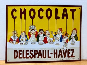 lot 284 image: Contemporary Embossed Metal CHOCOLAT Advertising Sign