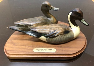 lot 290 image: Masters Edition Limited Wooden Duck Decoy Display by John Gewerth - Springtime Sprig