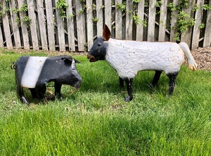 lot 296 image: Large Metal Sheep & Pig Yard Sculptures