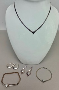 lot 303 image: Nice Estate Lot of Sterling Silver Jewelry Including Tennis Bracelet