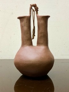 lot 320 image: Hand Made Signed Dual Neck Terra Cotta Jar by Jill Danielson