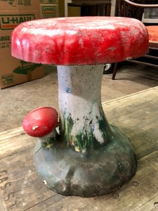 lot 299 image: Awesome Vintage 1970s Heavy Cement Mushroom Stool  Statue