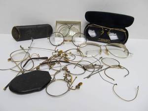lot 380 image: Lot of Antique Eye Glasses Parts etc