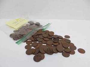 lot 381 image: Approx 200 Assorted Wheat Pennies