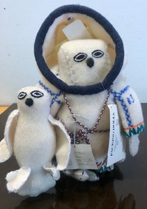 lot 360 image: 2 Handmade Innuit Eskimo Owl Dolls  Packing Dolls by Brenda Egotok