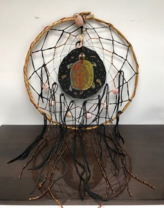 lot 397 image: Highly Decorated Handmade Native American Dreamcatcher wShells & Turtle