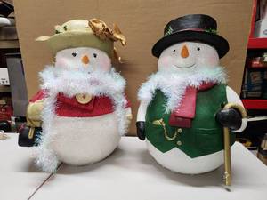 lot 409 image: LARGE Original Box Mr & Mrs SAMMY SNOWMAN Christmas Snowman Decorations