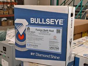 lot 171 image: Lot of (3 Cases) Diamond Shine Bullseye Fusion Bath Red DynaShine-Low Foaming Red Low pH Process and Surface Enhancer  5gal Case Pack 2.5-gallon Plastic Jug 2-count ( 6 total items )