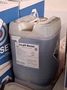 lot 161 image: Lot of (3) Diamond Shine Bullseye Lo pH Boost Concentrated Low pH Booster 5-gallon Plastic Jug