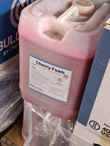 lot 162 image: Lot of (2) Diamond Shine Bullseye Cherry Foam Pink & Cherry Lubricating Detergent 5-gallon Plastic Jug