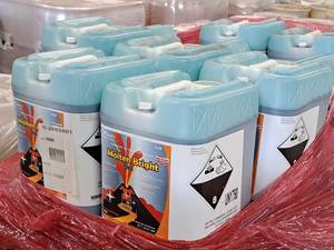lot 297 image: Lot of (6) DuBois Blendco Systems Molten Bright Blue 6-gallon Plastic Jug