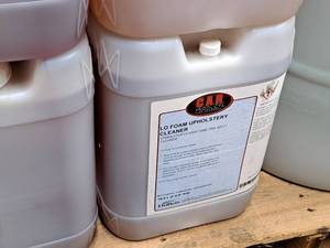lot 382 image: Lot of (1) DuBois C.A.R. Products Lo Foam Upholstery Cleaner UpholsteryCarpet Pre-spot Cleaner 5-gallon Plastic Jug