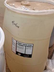 lot 277 image: Lot of (1) Tommy Lemon Scent 30-gallon Plastic Drum