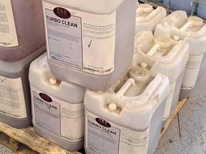 lot 419 image: Lot of (3) C.A.R. Products Turbo Clean Low Foaming Deep Cleaning Detergent 5-gallon Plastic Jug