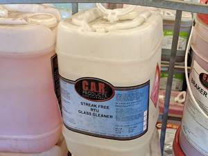lot 421 image: Lot of (4) C.A.R. Products Streak Free RTU Ready To Use Glass Cleaner 5-gallon Plastic Jug