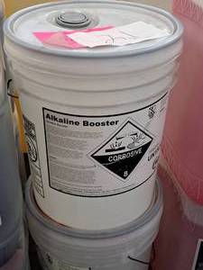 lot 525 image: Lot of (2) Reliable Plus Alkaline Booster 5-gallon Plastic Jug