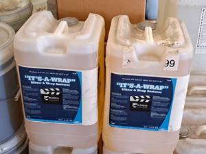 lot 563 image: Lot of (2) DuBois Blendco Systems Its-A-Wrap Mitter & Wrap Restorer 156406 6-gallon Plastic Jug