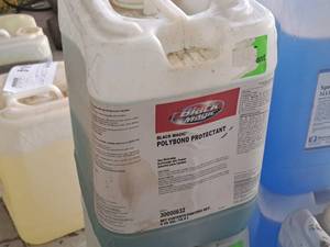 lot 585 image: Lot of (2) Black Magic Polybond Protectant Tire Dressing 30000632 5-gallon Plastic Jug
