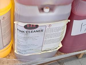 lot 834 image: Lot of (2) C.A.R. Products Pink Cleaner All Purpose Cleaner 5-gallon Plastic Jug