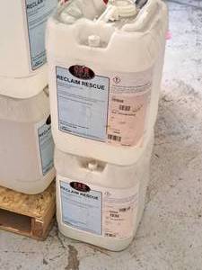 lot 856 image: Lot of (2) C.A.R. Products Reclaim Rescue Bacteria Eliminator and Disinfectant 5-gallon Plastic Pail
