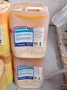 lot 869 image: Lot of (2) Quest Express Wax Liquid One-Step Wax 5-gallon Plastic Jug