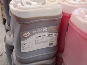 lot 487 image: Lot of (4) Turtle Wax Pro Clear Coat Protectant Orange Citrus Scent HP-119 5-gallon Plastic Jug