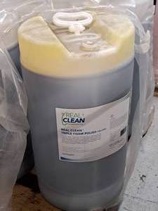 lot 243 image: Lot of (1) Real Clean Triple Foam Polish Yellow 15-gallon Plastic Drum