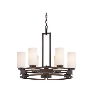 lot 34 image: Designers Fountain Model 83886-FBZ 6 Light White Opal Chandelier