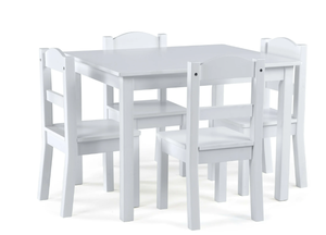 lot 414 image: Humble Crew Cambridge Toddler Wood Table and 4 Chairs Set, White