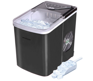 lot 424 image: Frigidaire EFIC123-SSBLACK Compact Countertop Ice Maker, 26lbs of Ice per day, Black Stainless