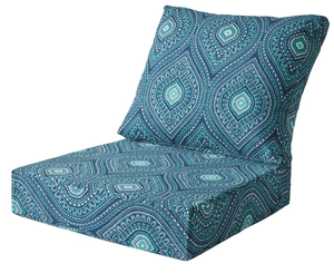 lot 106 image: 2PCS Better Homes & Gardens Blue Medallion Outdoor Deep Seat Cushion Set