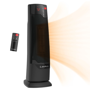 lot 127 image: Lasko 22 1500W Oscillating Ceramic Tower Space Heater with Remote, Black, CT22835