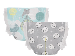 lot 200 image: LOT OF 2 The Honest Company, Clean Conscious Disposable Baby Diapers, Above It All & Pandas Prints, Size 1, 120 Count