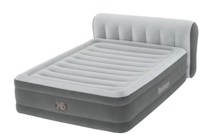 lot 201 image: Queen Size Bestway Headboard Tritech Airbed Queen 18 with Built-in AC Pump