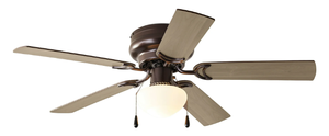 lot 215 image: Mainstays 44 Hugger Indoor Ceiling Fan with Light Kit, Bronze, 5 Blades, Reverse Airflow