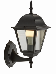 lot 260 image: LOT OF 2 Mainstays 13.5 Classic Black Outdoor Coach Wall Light, Clear Glass Lens