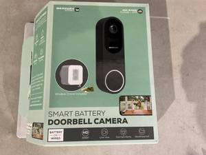 lot 323 image: Merkury Smart Wire-Free Battery Doorbell Camera & Chime with Intelligent Alerts - Voice Control