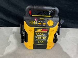 lot 327 image: EverStart Maxx 800 Peak Amp Jump Starter w 120 PSI Compressor, pivoting LED light, 3X USB ports