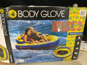lot 609 image: Body Glove Bayside 2 Person Yellow Water Skiing Inflatable Towable Tube