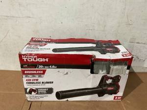 lot 283 image: Hyper Tough 20V Max 110 mph 420 Cfm 4.0Ah Brushless Handheld Battery Blower, HT22-401-03-01