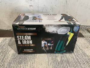 lot 117 image: Conair Turbo ExtremeSteam 1875 Watt Handheld Fabric, 2-in-1 Steam and Iron Garment Steamer